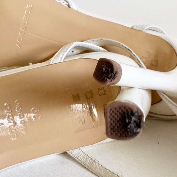 Black Suede Studio Millie 100 Mesh Heels 8.5 Ivory Crochet European Resort Chic - Picture 13 of 15